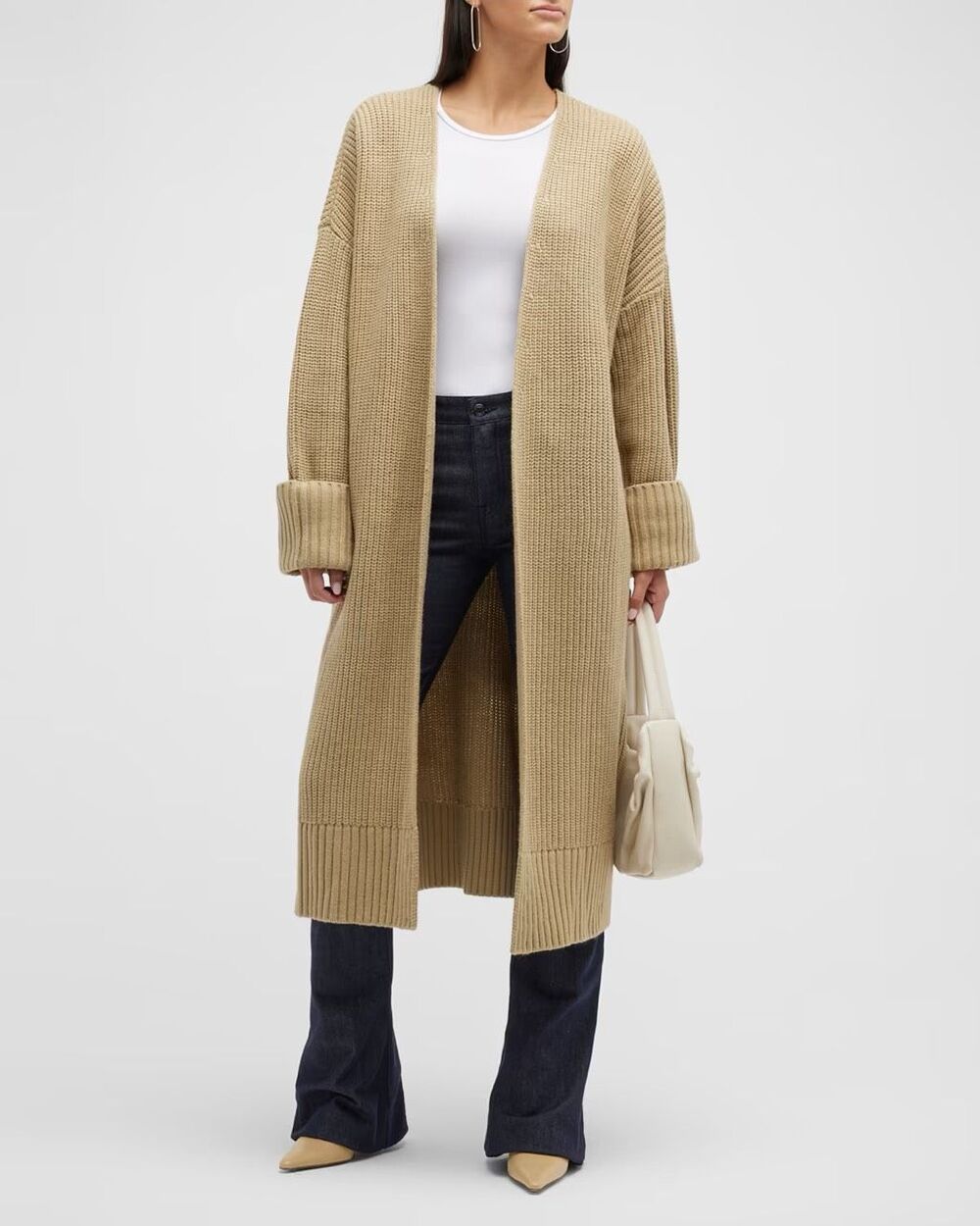 WeWoreWhat Oversized Knit Coatigan in Oat Medium Large
